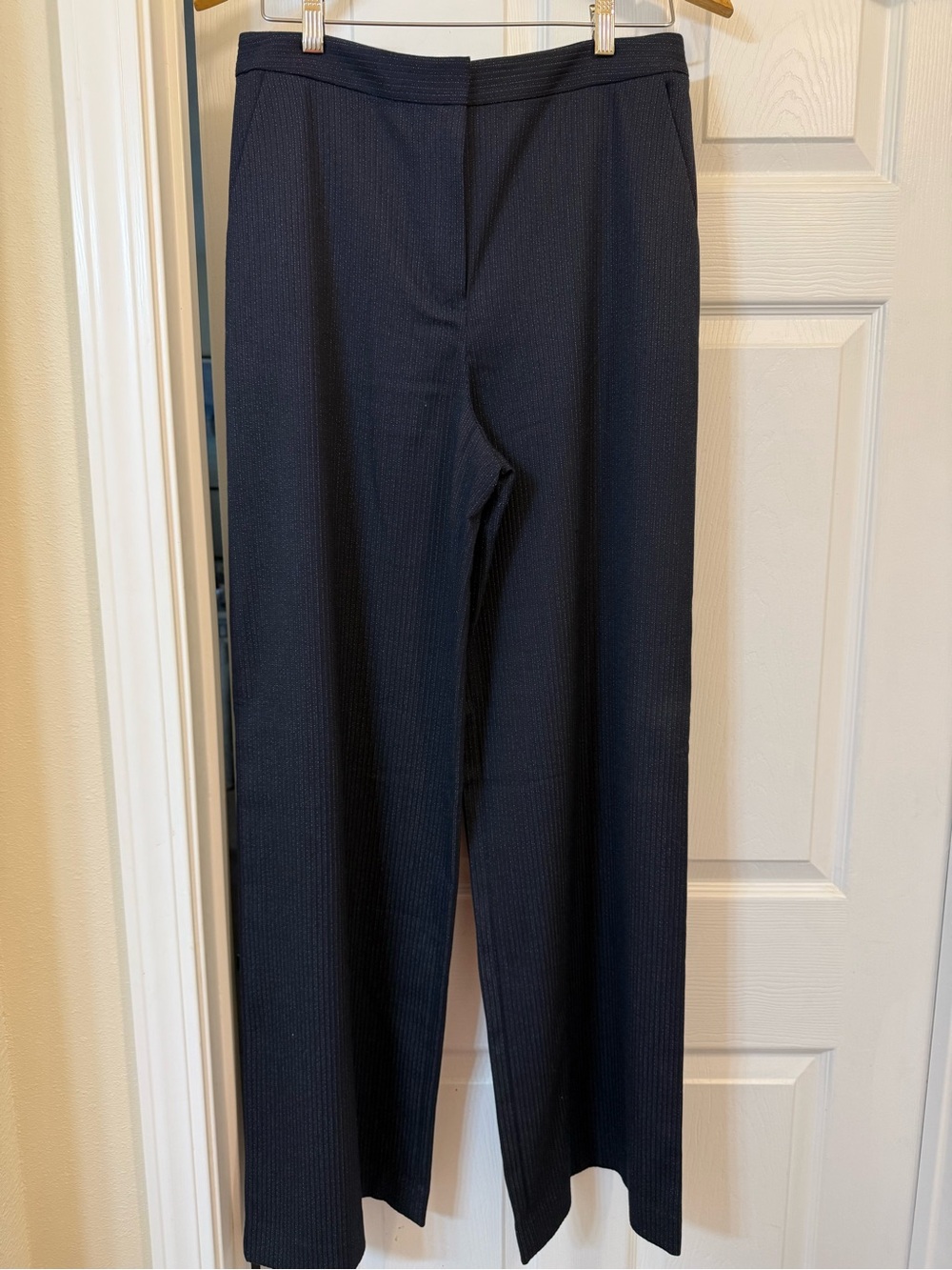 Club Monaco Navy Textured Wide-Leg Trousers-Women’s Size 8